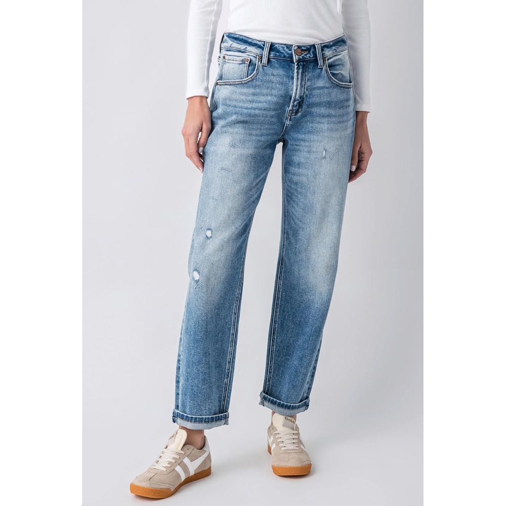 Social Threads x Risen Jeans | Lucky Boyfriend Jeans Distressed Straight Legs